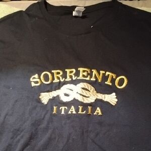 Men's Vintage XXL Sorrento Italia Gold Embroidered Black T-Shirt Tourist